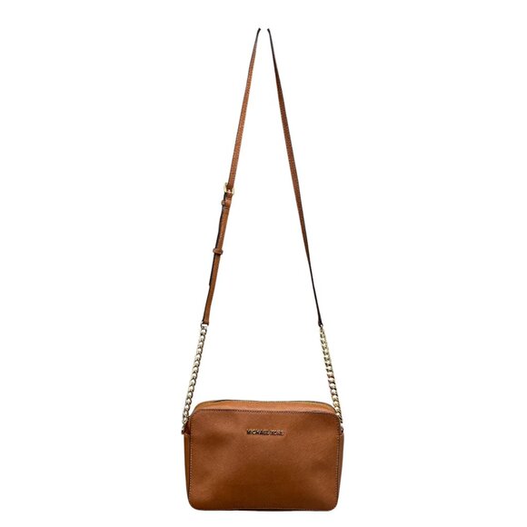 Michael Kors Jet Set Large Saffiano Leather Caramel Cross Body Bag - Picture 3 of 13